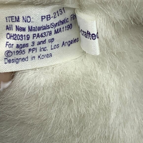 Vtg Plush Bears Couple White Valentines Hearts Roses Tie Bow 9" Clean Rare - Picture 4 of 11